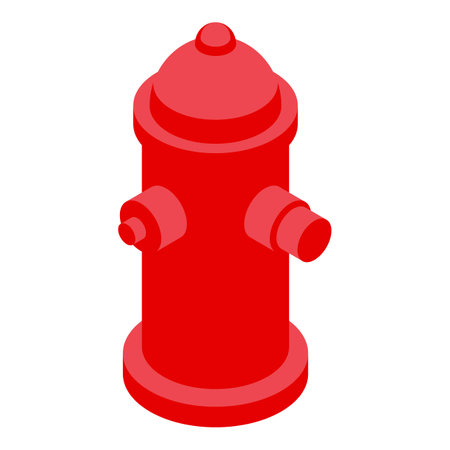 Red fire hydrant standing ready for action, providing essential fire protectionのイラスト素材