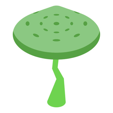 Green tree with a short trunk is growing in isometric viewのイラスト素材