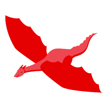 Red dragon flying and spreading its big wingsのイラスト素材