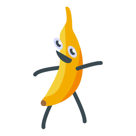 Cheerful banana character is taking a walk, bringing a touch of fun to any designのイラスト素材