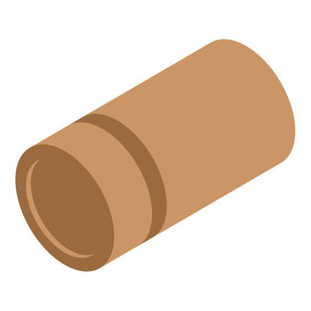 Simple brown cardboard tube packaging lying on white background, isometric viewのイラスト素材