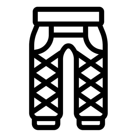 Simple black and white vector icon of a pair of traditional irish pants with a criss cross patternのイラスト素材