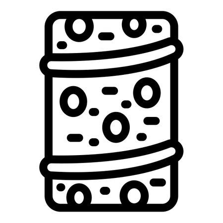 Simple line icon of a chocolate frosted layer cake with glaze drizzled on topのイラスト素材