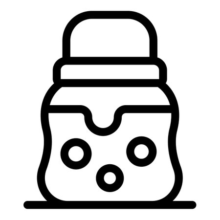 Line art vector icon of a honey jar with a honey dipper dripping honeyのイラスト素材