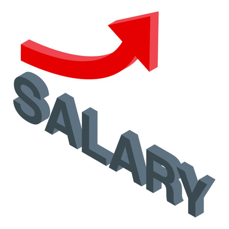 Red arrow is going up over the word salary suggesting a salary increaseのイラスト素材