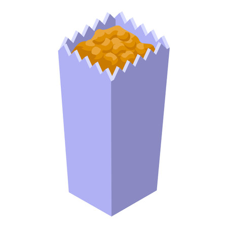 Cardboard box full of popcorn standing on white backgroundのイラスト素材