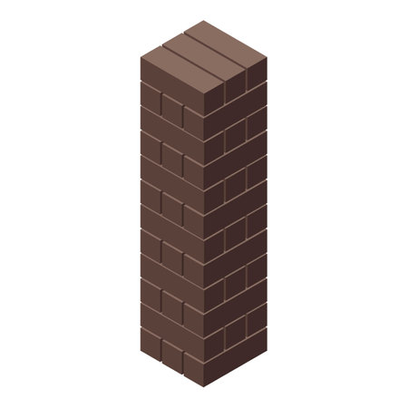 Tall brick column is standing up on a plain white backgroundのイラスト素材