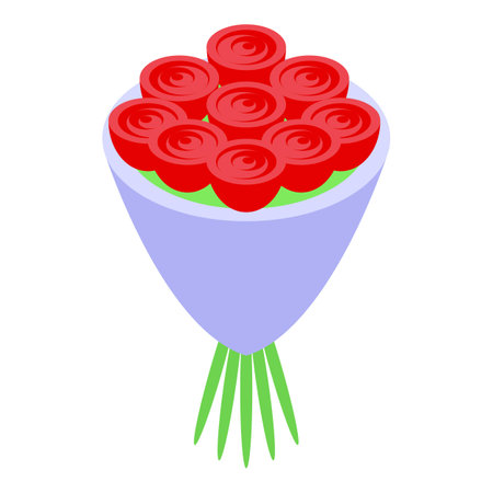 Bouquet of red roses is an elegant and timeless gift, perfect for expressing love and appreciationのイラスト素材