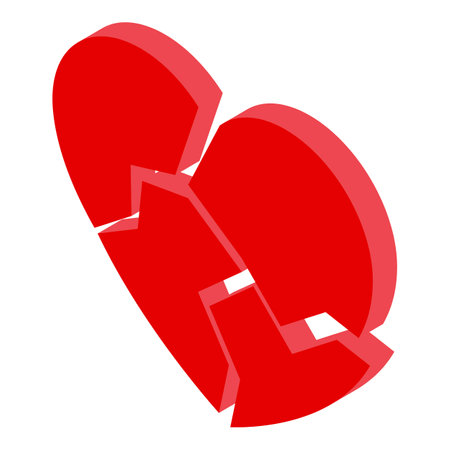 3d red broken heart breaking up representing divorce and sadnessのイラスト素材