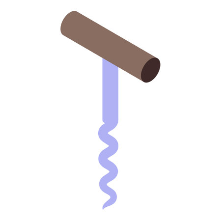 Classic corkscrew with a wooden handle, designed for effortlessly opening wine bottlesのイラスト素材