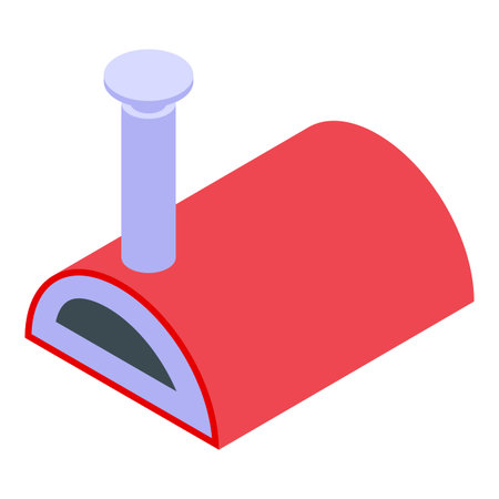 Isometric view of a traditional brick pizza oven featuring a metal chimney, used for baking delicious foodのイラスト素材