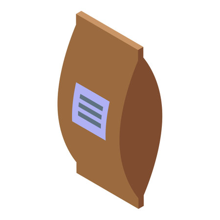Isometric illustration of a brown paper packaging standing upのイラスト素材