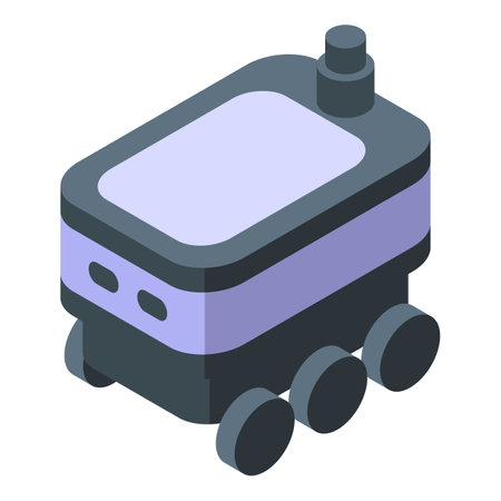 Autonomous robot is working, using artificial intelligence to deliver somethingのイラスト素材