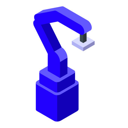 Blue robotic arm is picking an object from conveyor belt in factoryのイラスト素材