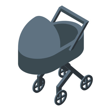 Modern baby carriage with swivel wheels, designed for the safe and comfortable transportation of newbornsのイラスト素材