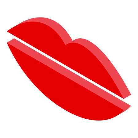 3d illustration of red lips with a white stripe cutting them horizontally, symbolizing censorship of speechのイラスト素材