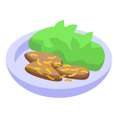 Chicken breast being served with green salad on a plate, delicious and healthy foodのイラスト素材