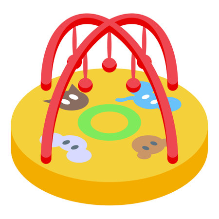 Roundabout with handles is standing on playground representing happy childhood, entertainment and joyのイラスト素材