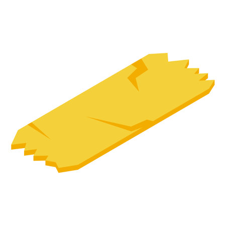 Yellow duct tape is sticking to a surface with torn edgesのイラスト素材