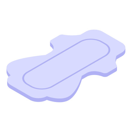 Simple, clean, and modern isometric representation of a sanitary pad, symbolizing feminine hygiene and womens healthのイラスト素材