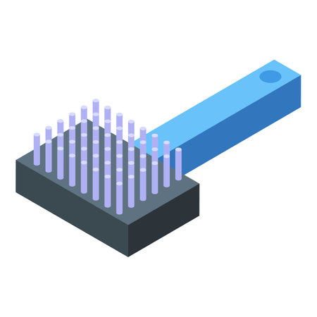 Cleaning brush with plastic handle for pet grooming isometric iconのイラスト素材