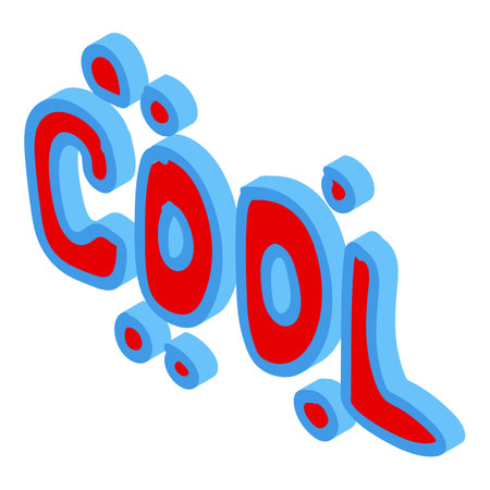 Cool isometric word with red and blue colors on a white backgroundのイラスト素材