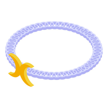 Gold cancer ribbon attached to a chain symbolizing support for people fighting cancerのイラスト素材