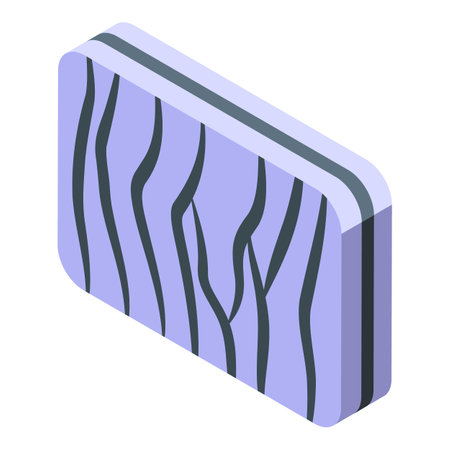 Fresh salmon fillet block with fat lines isometric view for any design purposeのイラスト素材