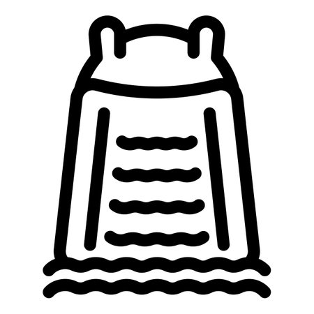 Line art icon of an inflatable water slide standing in a swimming poolのイラスト素材