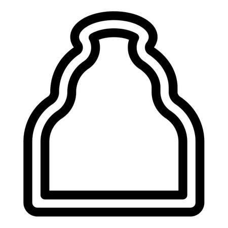 Black outline icon of a milk bottle with a narrow neck standing on a white backgroundのイラスト素材