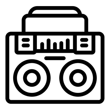 Boombox playing music with high volume on equalizer displaying sound frequencyのイラスト素材