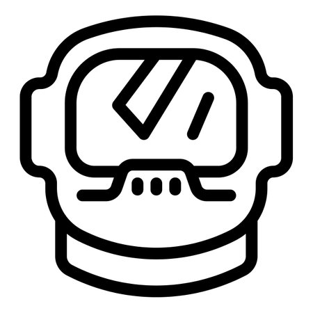 Simple line drawing of an astronaut helmet with a glass visor reflecting light, perfect for representing space explorationのイラスト素材