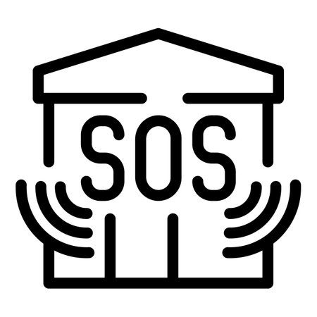 Simple vector of a building with a radio antenna sending an sos signalのイラスト素材