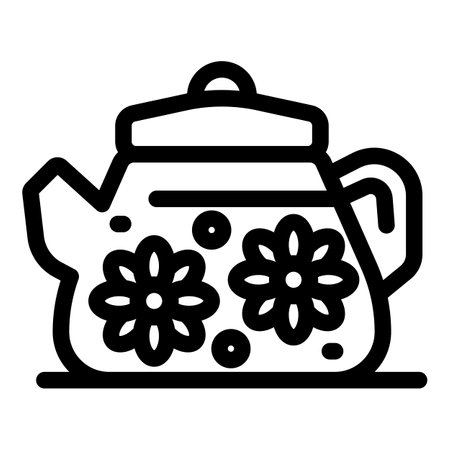 Teapot decorated with a floral pattern, evoking a sense of peace and the pleasure of a hot drinkのイラスト素材