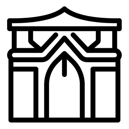 Simple black and white vector icon of a traditional japanese buildingのイラスト素材