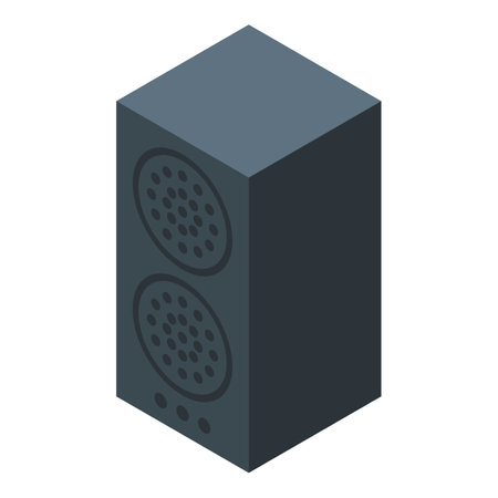 This image features a sleek and modern wireless speaker, captured in an isometric view, highlighting its contemporary design and emphasizing its ability to deliver immersive audio experiencesのイラスト素材