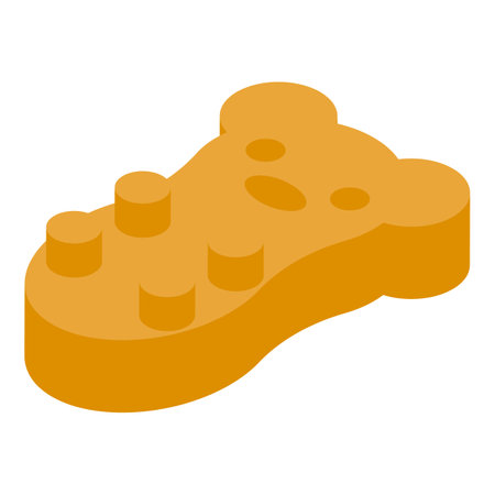 Yellow sponge for bath in the shape of a bear cub isometric view isolated on white backgroundのイラスト素材