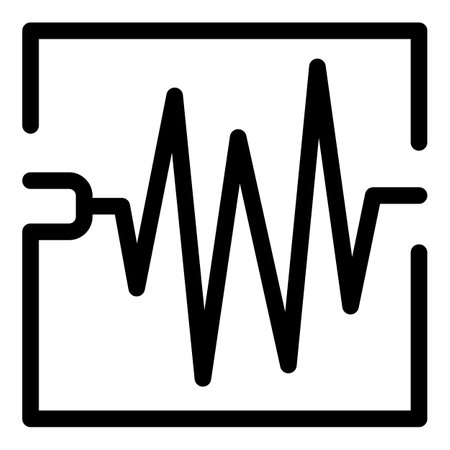 Bold black icon of a square oscilloscope screen displaying an alternating current waveform