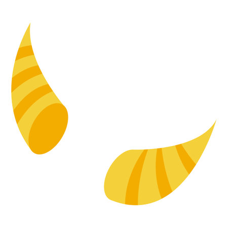 Cartoon devil horns pointing up, with yellow and orange stripes, for costume parties or halloween projectsのイラスト素材