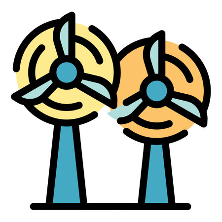 This icon represents wind turbines generating clean energy, symbolizing a commitment to sustainability and a greener futureのイラスト素材