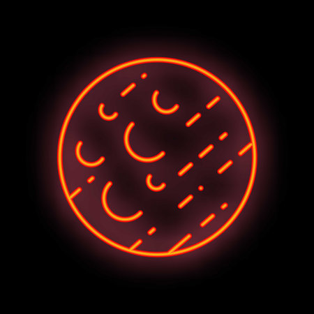 Red hot neon sign depicting mars, the fourth planet from the sun, known for its distinctive reddish...