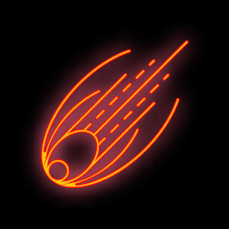Bright neon comet is flying through space leaving a trail