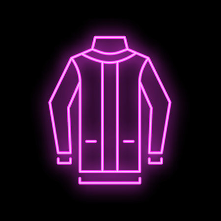Glowing neon sign representing a winter jacket, perfect for any project needing a retro touchのイラスト素材