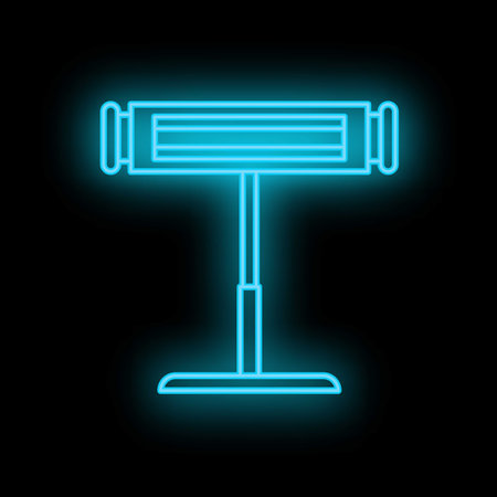 Blue glowing neon line infrared quartz heater icon isolated on black backgroundのイラスト素材