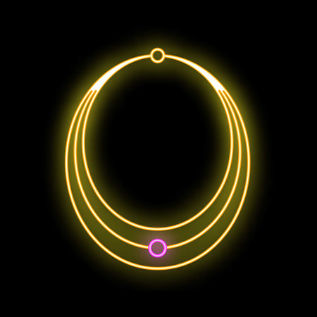 Neon sign glowing of a beautiful necklace with a purple gemstoneのイラスト素材