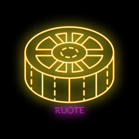 Glowing neon icon of a sawn tree trunk showing annual ringsのイラスト素材