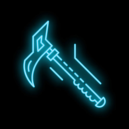 Blue neon icon of adjustable wrench glowing on dark background, symbolizing construction, repair, and diy projectsのイラスト素材