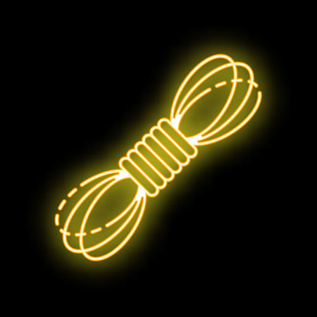 Neon sign of rope tied with twine glowing on a black backgroundのイラスト素材