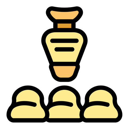 This simple icon image shows a dental implant being screwed into place over three molarsのイラスト素材