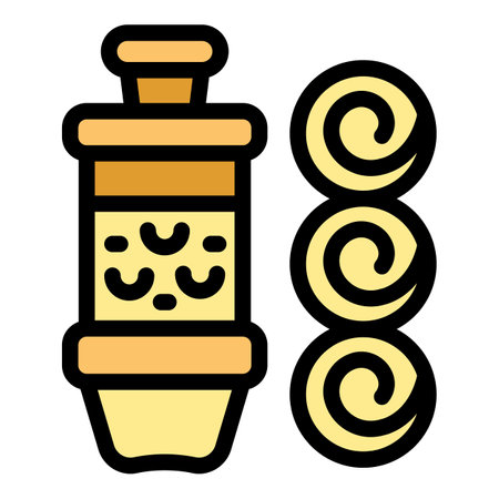 Delicious cashew nuts displayed in a jar, emphasizing their unique spiral formのイラスト素材